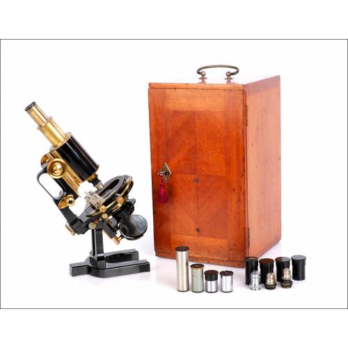 Microscopio Antiguo Carl Zeiss, Asa de Jarra. Alemania, Circa 1920-30