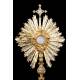 Antique Monstrance in Solid Silver Gilt. Demarquet Brothers. France, 1870