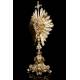 Antique Monstrance in Solid Silver Gilt. Demarquet Brothers. France, 1870