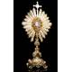 Antique Monstrance in Solid Silver Gilt. Demarquet Brothers. France, 1870