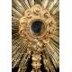 Antique Monstrance in Solid Silver Gilt. Demarquet Brothers. France, 1870