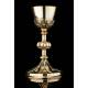 Antique Chalice and Paten in Solid Silver Gilt. Case. France. 1900
