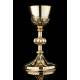 Antique Chalice and Paten in Solid Silver Gilt. Case. France. 1900