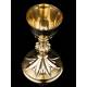 Antique Chalice and Paten in Solid Silver Gilt. Case. France. 1900