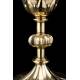 Antique Chalice and Paten in Solid Silver Gilt. Case. France. 1900