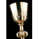 Antique Chalice and Paten in Solid Silver Gilt. Case. France. 1900