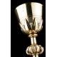 Antique Chalice and Paten in Solid Silver Gilt. Case. France. 1900