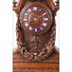 Antique Hand Carved Oak Mantel Clock. France, Circa 1870