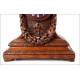 Antique Hand Carved Oak Mantel Clock. France, Circa 1870