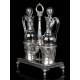 Antique French Cruets Set in Solid Silver. Paris, France between 1819 and 1838