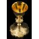 Antique Neogothic Chalice in Solid Silver Gilt. France, Circa 1900