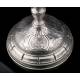 Antique Spanish Chalice in Solid Silver. With Case. Barcelona, Spain, XIX Century