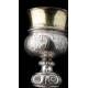 Antique Spanish Chalice in Solid Silver. With Case. Barcelona, Spain, XIX Century