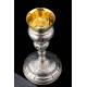 Antique Spanish Chalice in Solid Silver. With Case. Barcelona, Spain, XIX Century