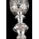 Antique Solid Silver Embossed Chalice. France XIX Century