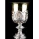 Antique Solid Silver Embossed Chalice. France XIX Century