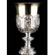 Antique Solid Silver Embossed Chalice. France XIX Century