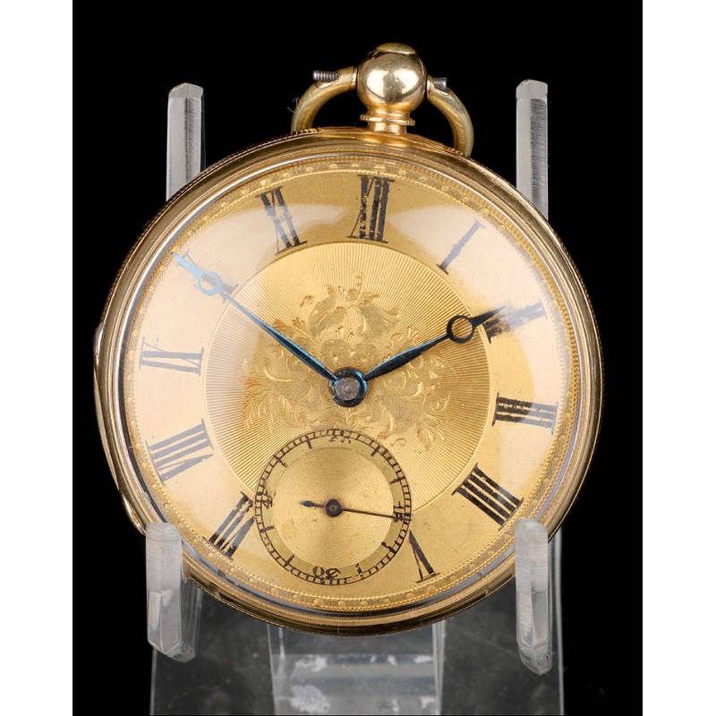 Antique John B. Cross Semi Verge Fusee Pocket Watch, 18K Gold. London 1853