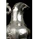 Antique Solid Silver Ewer and Flask. Emile Hugo. France, Circa 1870