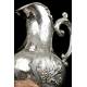 Antique Solid Silver Ewer and Flask. Emile Hugo. France, Circa 1870