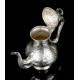 Solid Silver Antique Coffee Set. 7,8 kilos. Spain, Early 20th Century