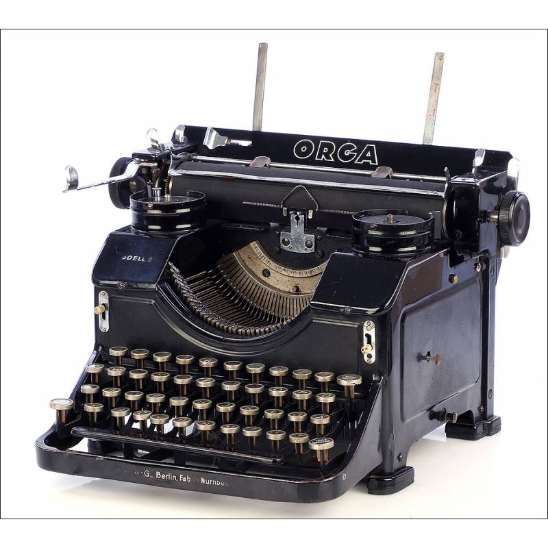 Antigua Máquina de Escribir Orga Mod. 2. Con Símbolos de las SS. Alemania, Años 40
