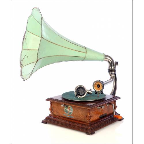 Gramófono de Trompeta Pathephone 6. Con Dos Reproductores. Francia, 1915