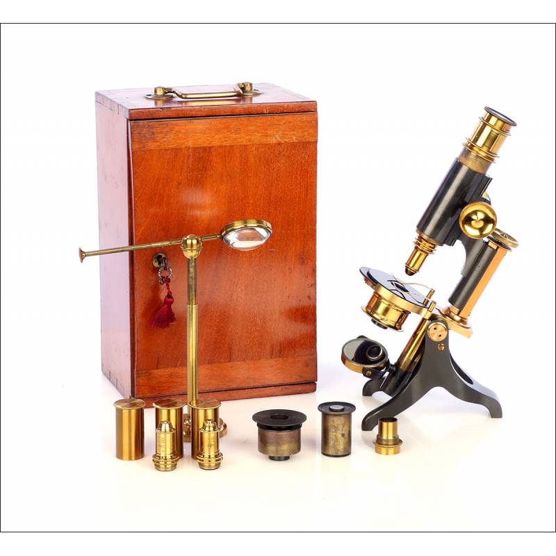 Antique English Compound Microscope. Complete. England, Circa 1900