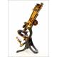 Antique Henry Crouch Binocular Microscope. England, Circa 1900
