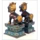 Pair of antique Chinese Cloissoné Fo Lions. China, Circa 1920