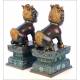 Pair of antique Chinese Cloissoné Fo Lions. China, Circa 1920