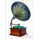 Antique Odeon horn gramophone with Mahogany Case. Germany, Circa 1920