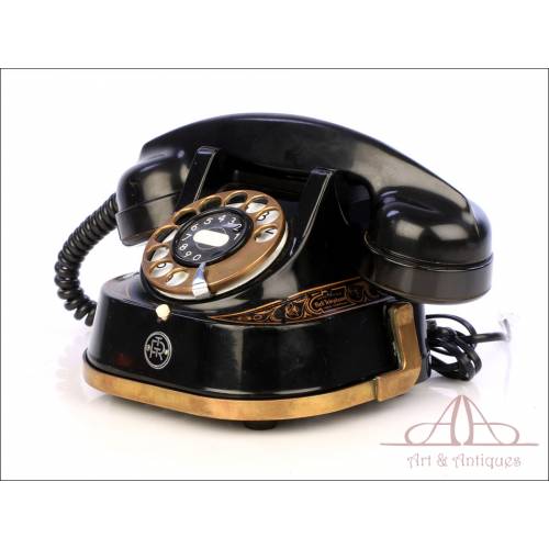 Antique Belgian Bell Metal Telephone. Working. Belgium, 1930's