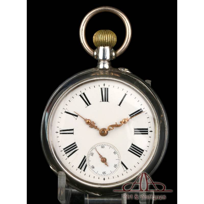 Reloj de Bolsillo Antiguo de Plata. Circa 1890.