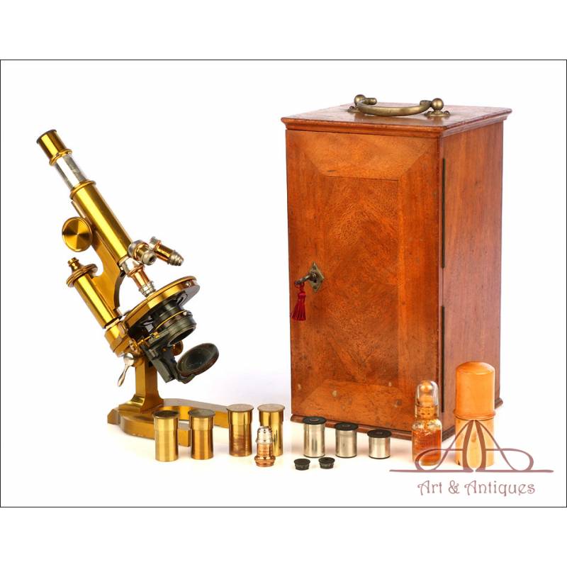 Fantastic Antique Brass Microscope E. Leitz Wetzlar. Germany, 1893
