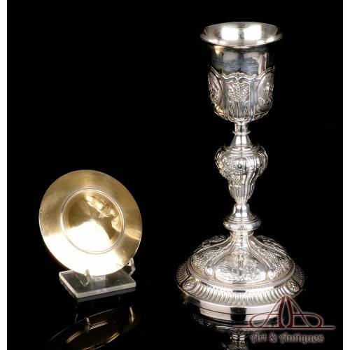 Antique Silver Chalice with Scenes from the Bible. France, Circa 1830.