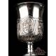 Antique Silver Chalice with Scenes from the Bible. France, Circa 1830.