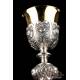 Antique Italian Silver Chalice Adorned with Cherubim, Circa 1810.
