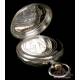Antiguo Reloj de Bolsillo con Calendario y Fase Lunar en Plata. Francia, Circa 1880