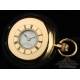 Antiguo Reloj de Bolsillo Semi Cazador Allamand en Oro de 18K. Estuche. Inglaterra, 1926