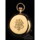 Antiguo Reloj de Bolsillo Semi Cazador Allamand en Oro de 18K. Estuche. Inglaterra, 1926