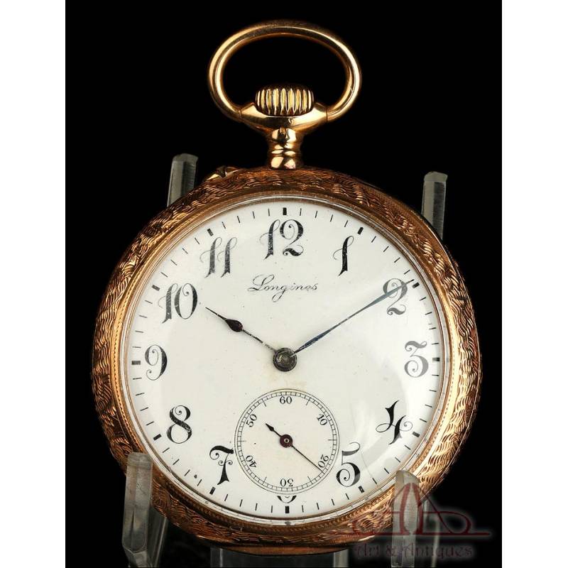 Antiguo Reloj de Bolsillo Longines en Oro de 18K. Suiza, Circa 1900