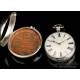 Antique Silver Two-Casing Verge Pocket Watch. Richard Shrivell. England, 1846