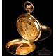 Rarísimo Reloj de Bolsillo Antiguo de Doble Dial. Calendario. 18K. Suiza, Circa 1900