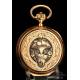 Antique Huguenin & Fils 18K Gold Pocket Watch. Switzerland, Circa 1900