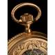 Antique Huguenin & Fils 18K Gold Pocket Watch. Switzerland, Circa 1900