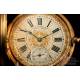 Antique Huguenin & Fils 18K Gold Pocket Watch. Switzerland, Circa 1900