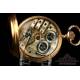 Reloj de Bolsillo Huguenin & Fils Antiguo. Oro de 18K. Suiza, Circa 1900