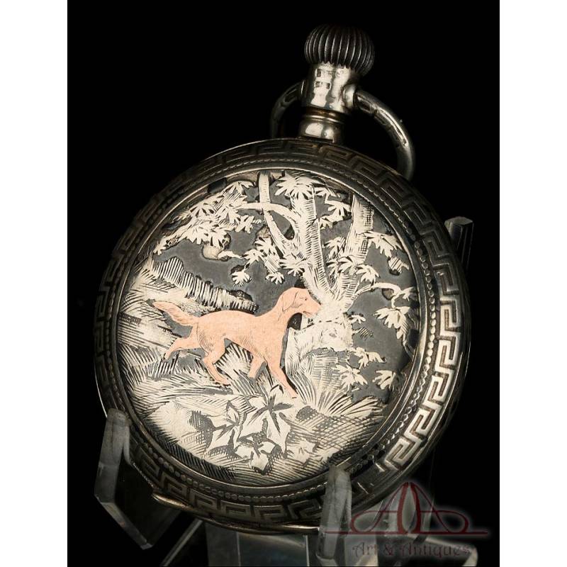 Antique Nielloed-Silver Pocket Watch. Austria-Hungary, Circa 1900