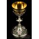 Antique Solid-Silver Chalice with Turquoises and Enamels. France, 19th Century